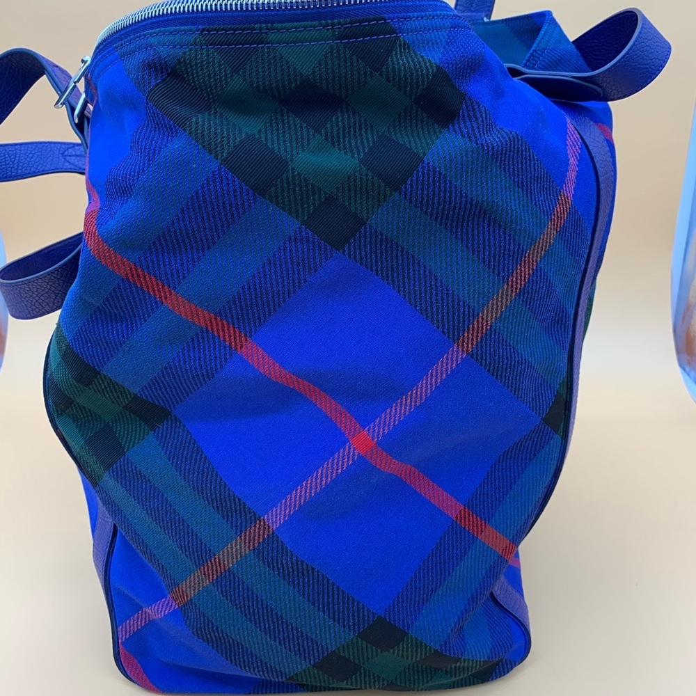 Burberry Plaid Canvas Large Tote Bag Knight Italy NWT *RARE* - Picture 5 of 16